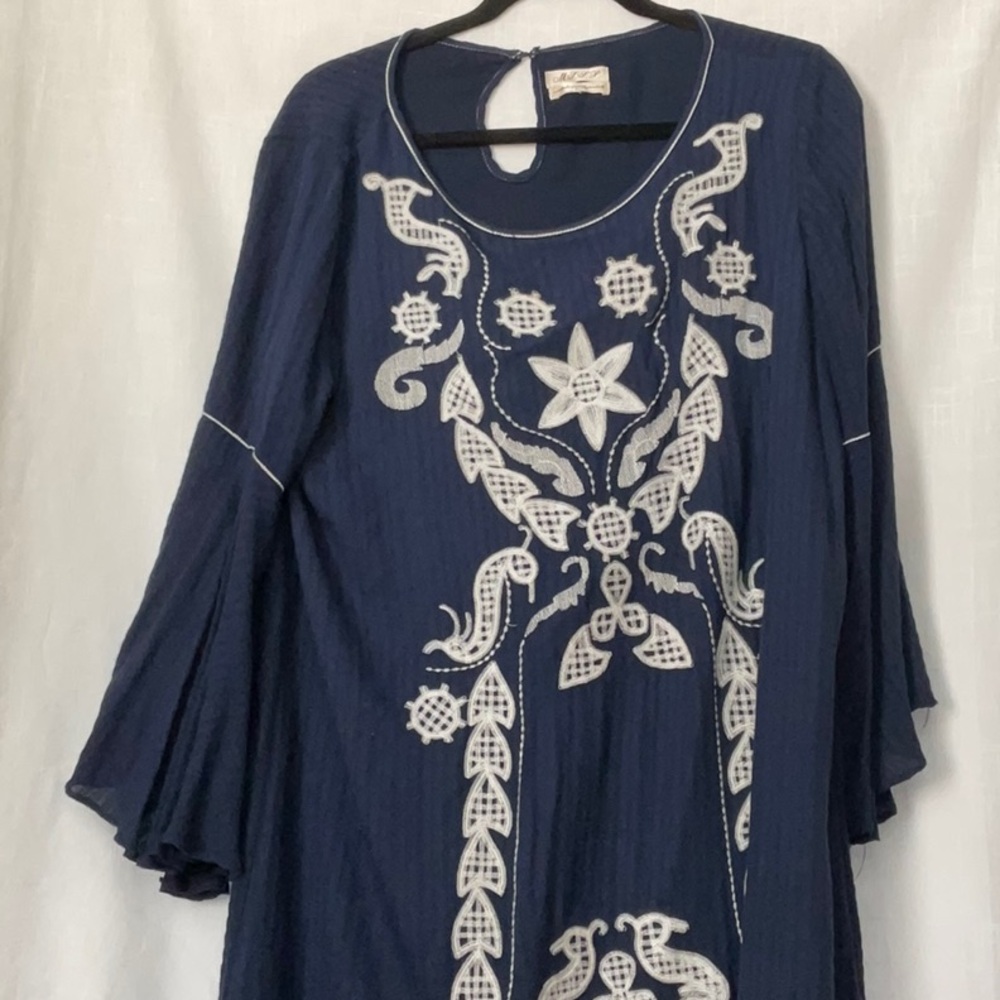 Navy Blue Embroidered Dress